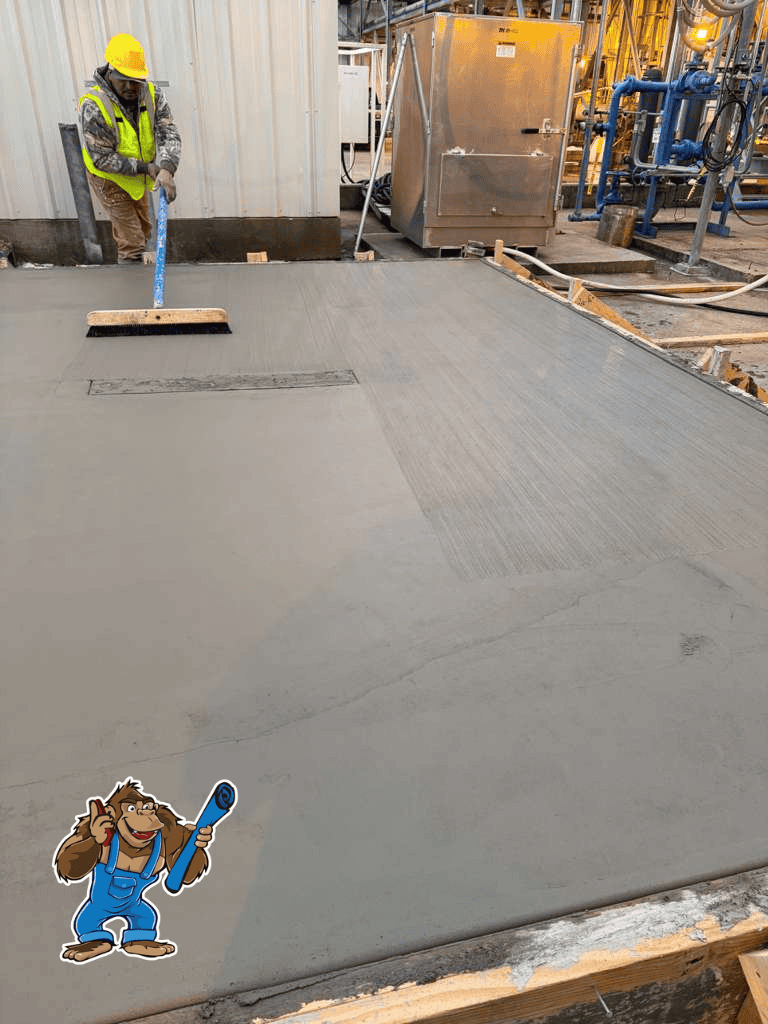 Gorilla Building concrete cold weather educational industrial concrete slab being finished